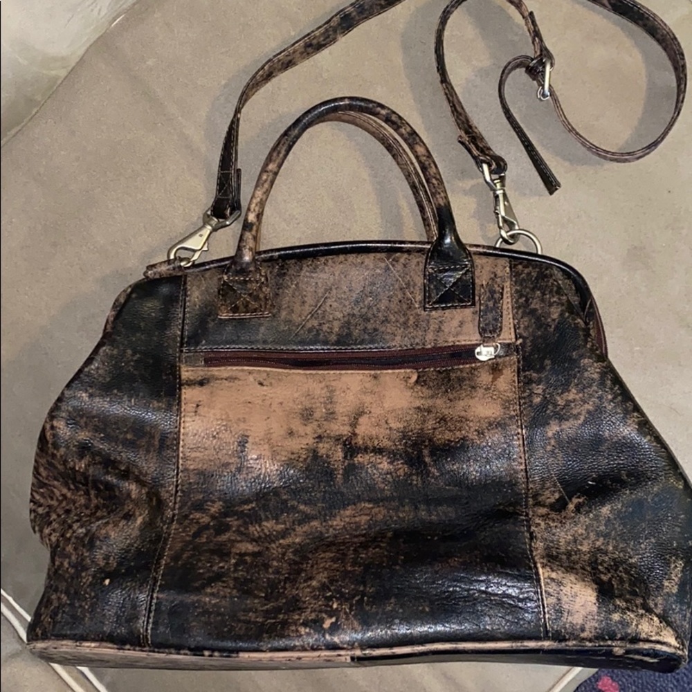Distressed Black leather Doctor bag-Crossbody Bag